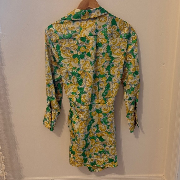 NWT Zara Retro 60's Style Print Satin Wrap Dress Size S - Picture 3 of 5